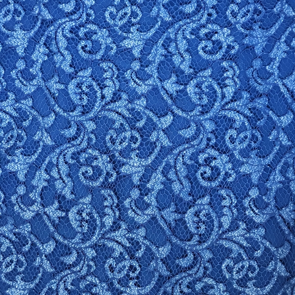 RALPH LAUREN Metallic Blue Lace Sheath Cocktail Dress - Size 18 - Picture 5 of 17